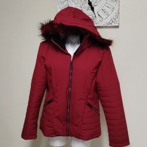 Body Glove Red Faux Fur Hooded Winter Jacket